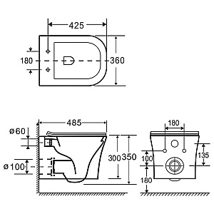 Унитаз подвесной Elghansa Monterno RM-4836 белый, безободковый, с крышкой микролифт купить в интернет-магазине Sanbest