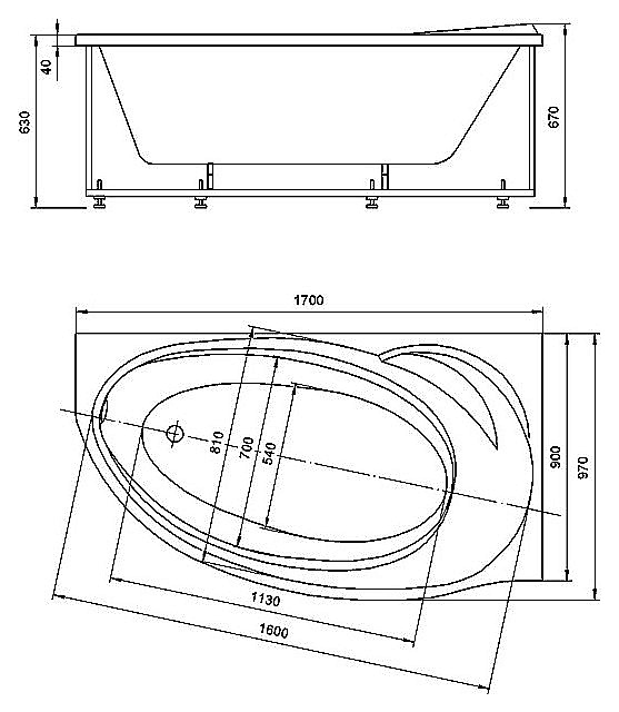 Ванна Azario PAOLINA 170х97 AV.0071170 белая правая купить в интернет-магазине Sanbest