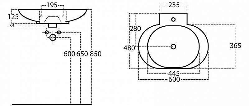 Раковина накладная BelBagno 60 BB3060KL белая купить в интернет-магазине Sanbest