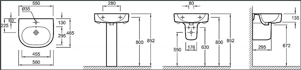 Раковина Jacob Delafon KANDEL 56 E1463-00 белая купить в интернет-магазине Sanbest