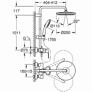 Душевая система Grohe Tempesta 250 26673001 хром купить в интернет-магазине сантехники Sanbest