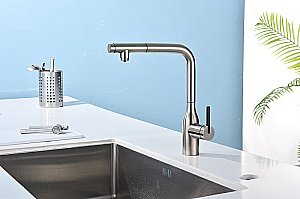 Смеситель для кухни Paulmark Viper Vi213105-BS брашированная сталь купить в интернет-магазине сантехники Sanbest