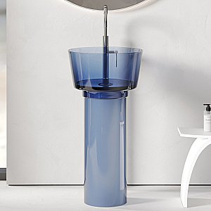 Раковина отдельностоящая прозрачная ABBER Kristall AT2702Saphir-H синяя купить в интернет-магазине Sanbest