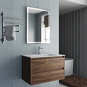 Тумба с раковиной Vincea Gio 80 VMC-2G800CO/VBS-13980 тёмный дуб/раковина белая для ванной в интернет-магазине Sanbest