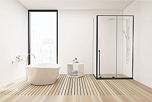 Душевой уголок Allen Brau Fantasy 2.0 3.11008.31+3.11012.31 140х80 стекло прозрачное/профиль черный матовый купить в интернет-магазине Sanbest