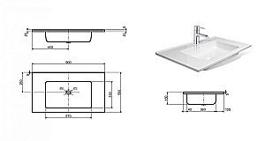 Консоль Эстет Каре №3 с раковиной цвет по RAL для ванной в интернет-магазине сантехники Sanbest
