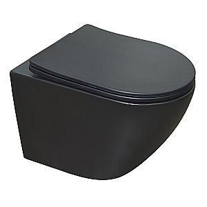 Унитаз подвесной Azario Gloria AZ-2003MB черный матовый, безободковый, с крышкой микролифт купить в интернет-магазине Sanbest