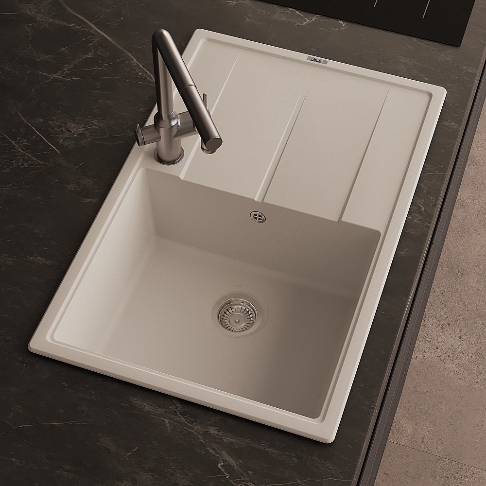 Кухонная мойка Abber Quarz 78х51 AQ2904W белая матовая купить в интернет-магазине сантехники Sanbest