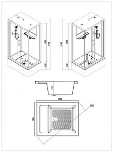 Душевая кабина Esbanо ESKB129CKRBL 120х90 купить в интернет-магазине Sanbest