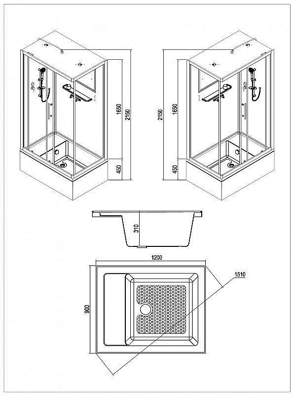 Душевая кабина Esbanо Elegancia EST-129CKRB 120х90 левая купить в интернет-магазине Sanbest