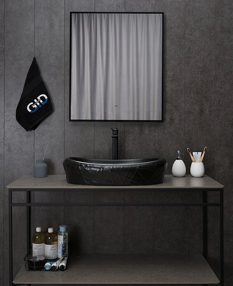 Раковина накладная Gid Creativo 60 Bm777 53357 черная матовая купить в интернет-магазине Sanbest