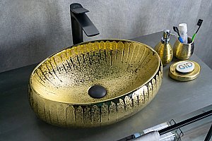 Раковина накладная Gid Lago 48 9030g 52234 золото купить в интернет-магазине Sanbest