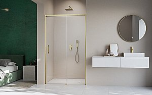 Душевая дверь Radaway Idea Brushed Gold DWJ 110 стекло прозрачное/профиль брашированное золото купить в интернет-магазине Sanbest