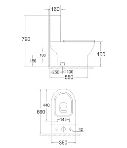 Унитаз напольный Agger AT13000 с бачком, белый купить в интернет-магазине Sanbest