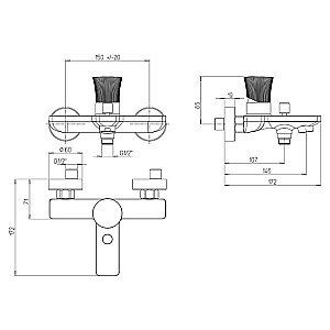 Смеситель для ванны PAINI Domus 18PJ111PZ золото матовое купить в интернет-магазине сантехники Sanbest