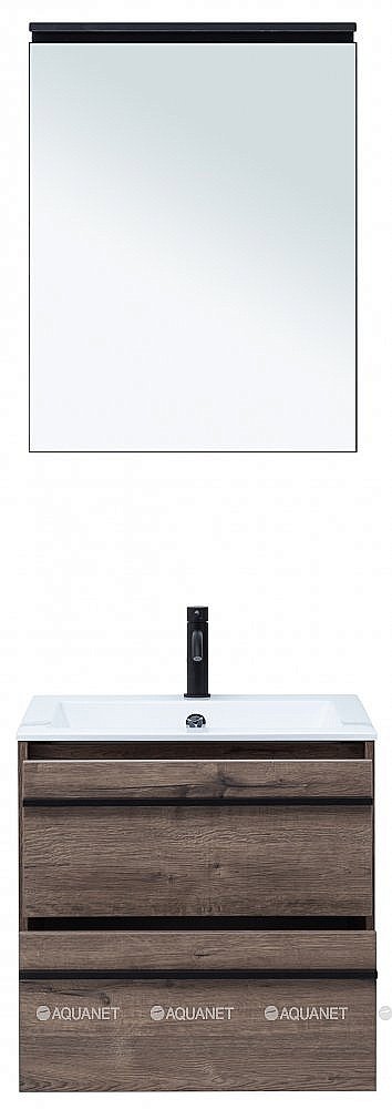 Тумба с раковиной Aquanet Lino 60 Дуб Веллингтон для ванной в интернет-магазине Sanbest