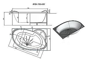 Ванна акриловая Alex Baitler RITSA 170x105 белая без опоры купить в интернет-магазине Sanbest