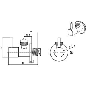 Запорный вентиль Aquatek AQ2450CR хром купить в интернет-магазине сантехники Sanbest