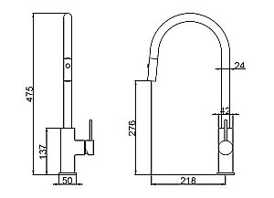 Смеситель для кухни Vincea City VKF-2C1GM вороненая сталь купить в интернет-магазине сантехники Sanbest