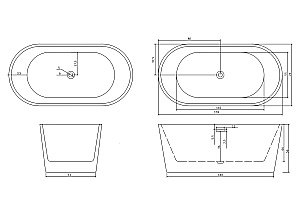 Ванна акриловая CeruttiSpa RESIA 160x75 белая купить в интернет-магазине Sanbest