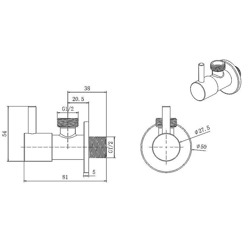 Запорный вентиль Aquatek AQ2450CR хром купить в интернет-магазине сантехники Sanbest