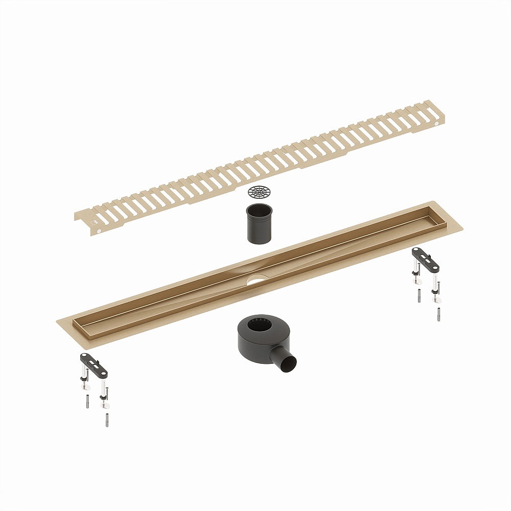 Душевой лоток TIMO Drain System 900 с вставкой "lines", Золото матовое купить в интернет-магазине Sanbest
