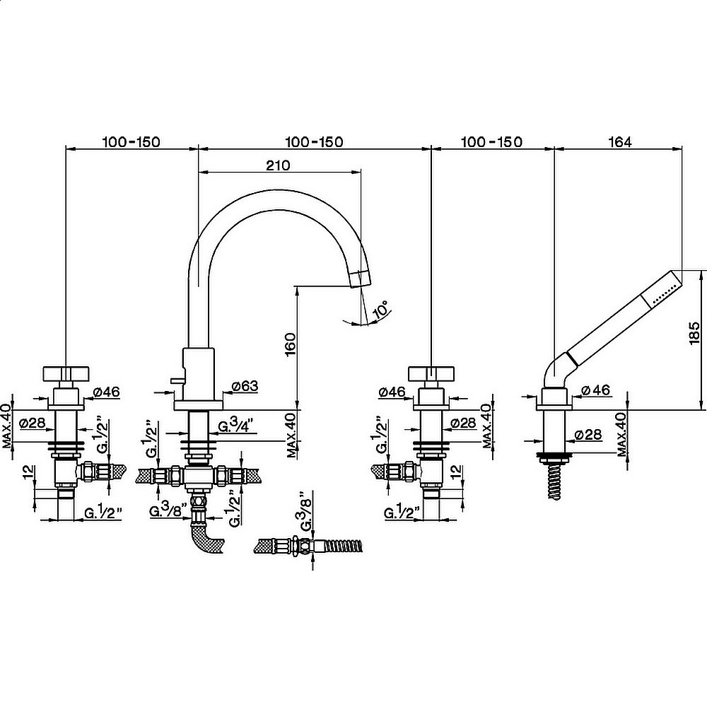 Смеситель для ванны Cisal BARCELONA BA00026021 хром купить в интернет-магазине сантехники Sanbest
