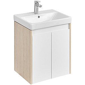 Тумба с раковиной Акватон Сканди Doors 55 белая/дуб верона для ванной в интернет-магазине Sanbest
