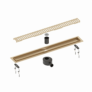 Душевой лоток TIMO Drain System 900 с вставкой "lines", Золото матовое купить в интернет-магазине Sanbest
