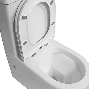 Унитаз напольный Azario Blanco AZ-T003B-R белый, безободковый, с бачком, с крышкой микролифт купить в интернет-магазине Sanbest