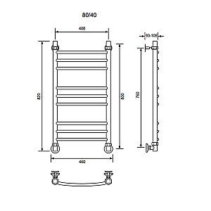 Полотенцесушитель водяной Veconi Nemi-A N8040B-A черный купить в интернет-магазине сантехники Sanbest
