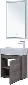 Тумба с раковиной Aquanet Nova Lite 50 с зеркалом, дуб рошелье для ванной в интернет-магазине Sanbest