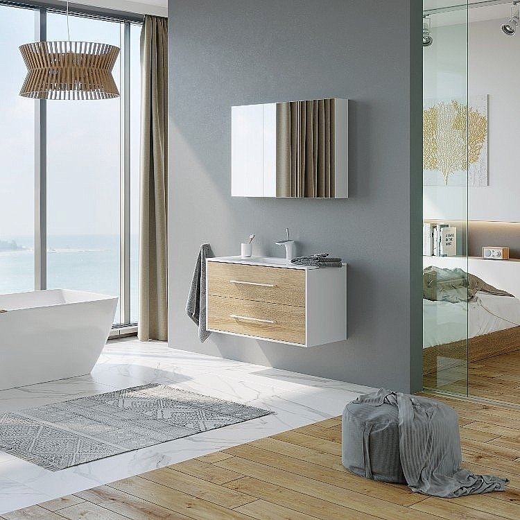 Тумба с раковиной Aqwella Майами 75 дуб сонома для ванной в интернет-магазине Sanbest