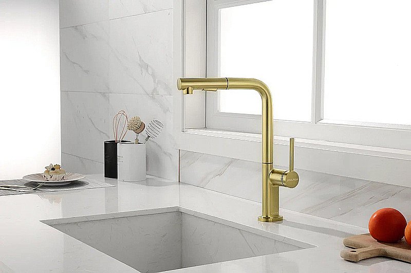 Смеситель для кухни Paulmark Neo Ne214419-LG  светлое золото купить в интернет-магазине сантехники Sanbest