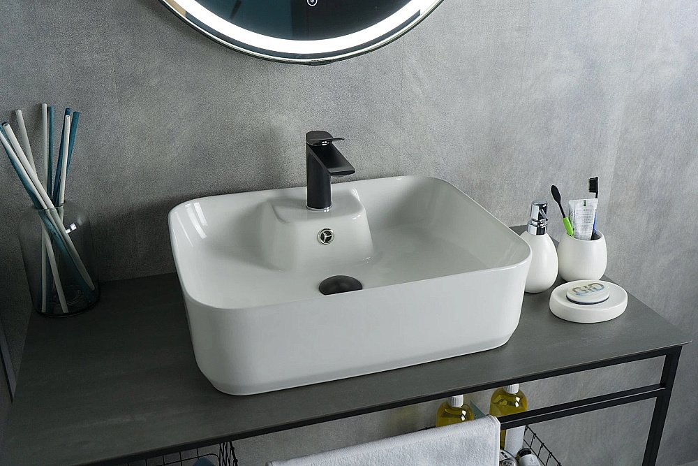 Раковина накладная Gid Geometrico 52 N9445 51155 белая купить в интернет-магазине Sanbest