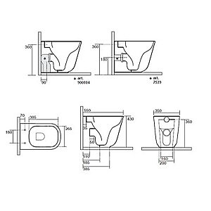 Унитаз приставной Kerasan Tribeca 5118 безободковый купить в интернет-магазине Sanbest