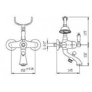 Смеситель для ванны Caprigo ADRIA–Uno 02-011-vot купить в интернет-магазине сантехники Sanbest