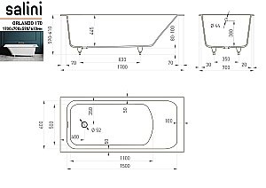 Ванна Salini Orlanda S-Sense 170х70 102011MF светлые оттенки RAL матовая купить в интернет-магазине Sanbest