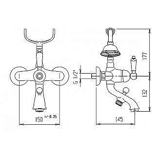 Смеситель для ванны Caprigo ADRIA–Uno 02-011-vot купить в интернет-магазине сантехники Sanbest