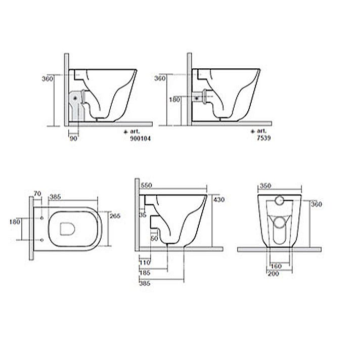 Унитаз приставной Kerasan Tribeca 5118 безободковый купить в интернет-магазине Sanbest