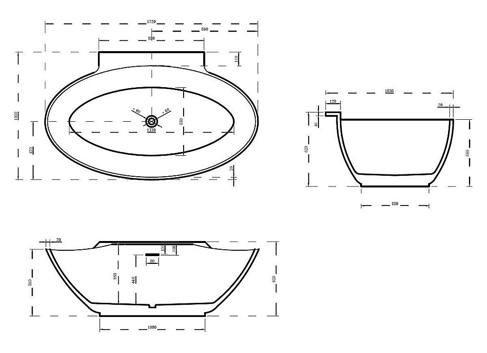 Акриловая ванна Abber AB9237 172x103 белая купить в интернет-магазине Sanbest