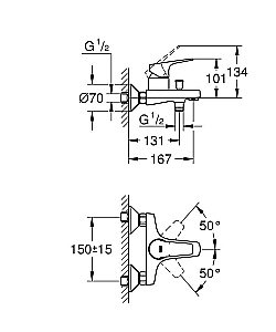 Смеситель для ванны Grohe BauFlow 23756000 купить в интернет-магазине сантехники Sanbest