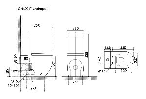 Унитаз напольный Ceramica Nova Metropol CN4001T белый, с крышкой микролифт, с бачком, безободковый, слив-торнадо купить в интернет-магазине Sanbest
