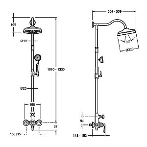 Душевая система Jacob Delafon CLEO 1889 E24311-CP хром купить в интернет-магазине сантехники Sanbest