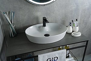 Раковина накладная Gid Lago 55 N9436 51150 белая купить в интернет-магазине Sanbest
