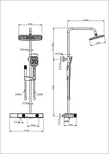 Душевая система с термостатом WONZON & WOGHAND Shelf, Темный графит (WW-B4161-BGG) купить в интернет-магазине сантехники Sanbest