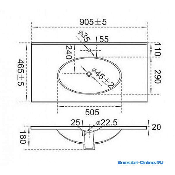 Раковина Ceramalux N 90,5 9090F белая купить в интернет-магазине Sanbest
