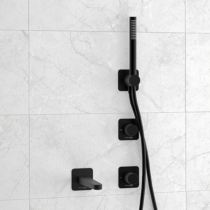 Смеситель для ванны WasserKRAFT Fulda SET2859 черный матовый купить в интернет-магазине сантехники Sanbest