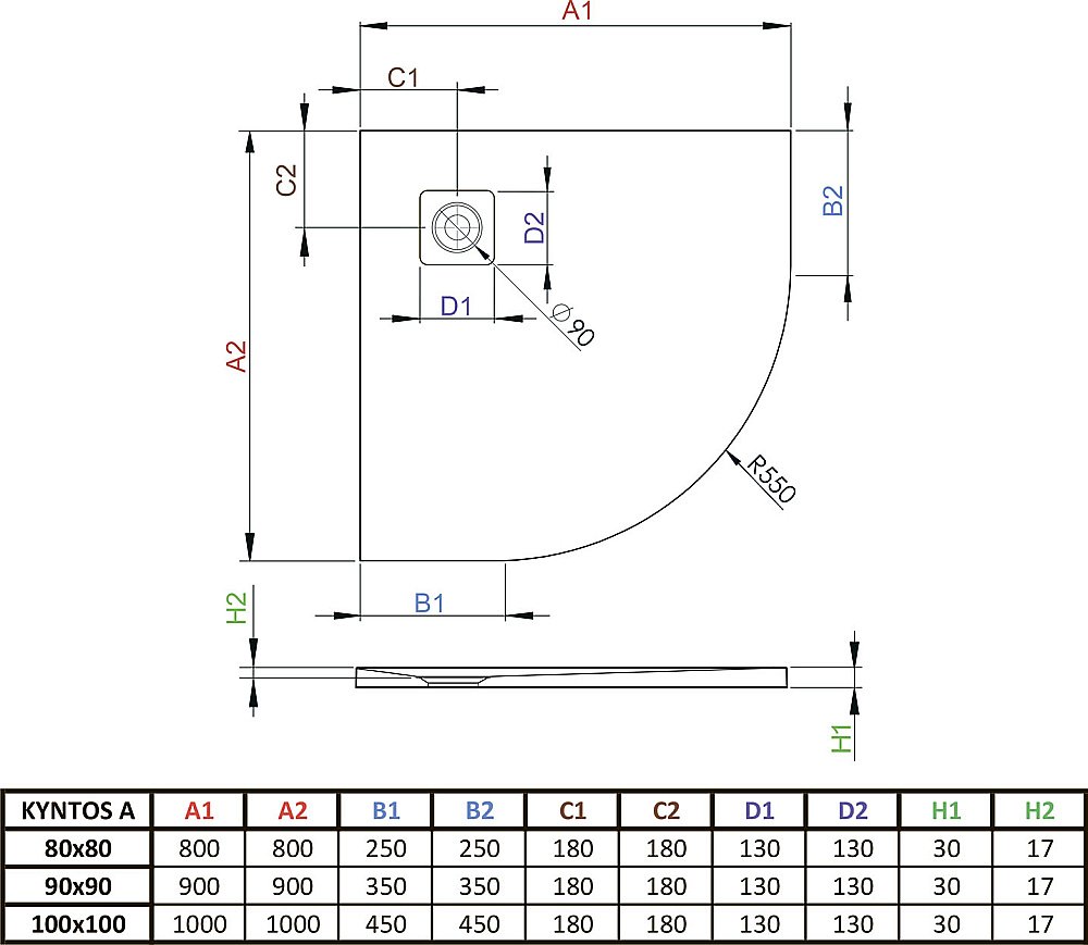 Душевой поддон Radaway Kyntos A antracite HKA8080-64 80x80 серый купить в интернет-магазине Sanbest