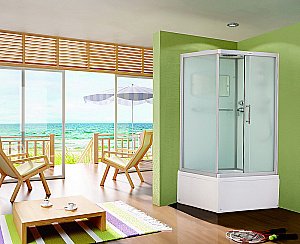 Душевая кабина Esbano Elegancia ES-108CKRB 100x80 стекло матовое/профиль белый купить в интернет-магазине Sanbest